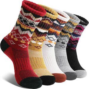 5 Pairs Women's Merino Wool Socks Thermal Warm Winter Crew Cushion Socks